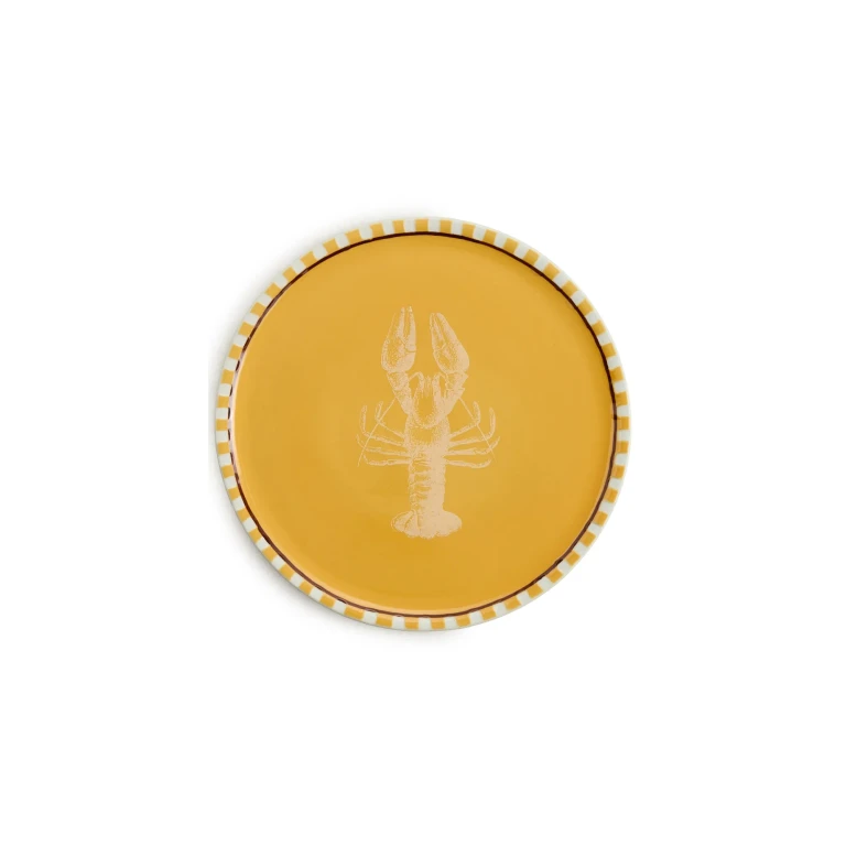 Carolina K Hand-Painted Lobster Serving Plate Yellow One Size