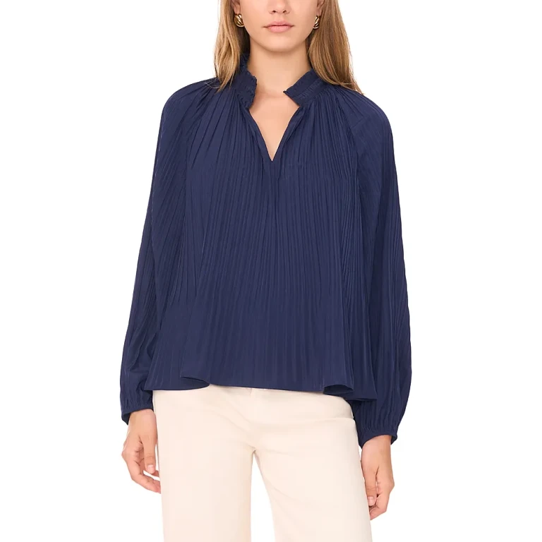 1.state Plisse Long Sleeve Top