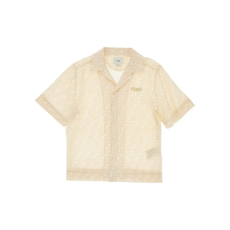 FENDI FF print linen shirt Kids 10Y
