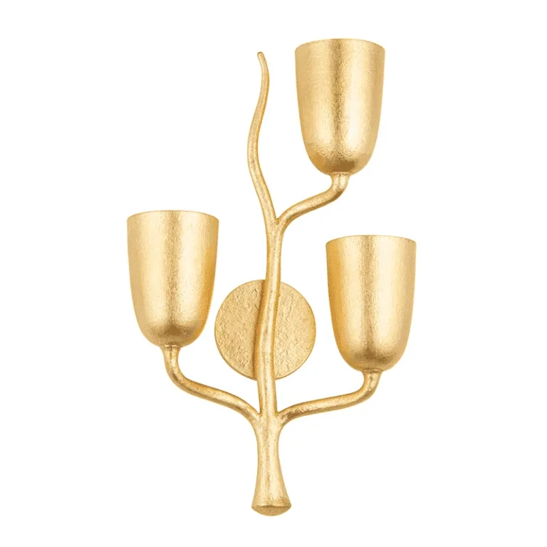 Gold Leaf Three Light Wall Sconce from the Vine Collection