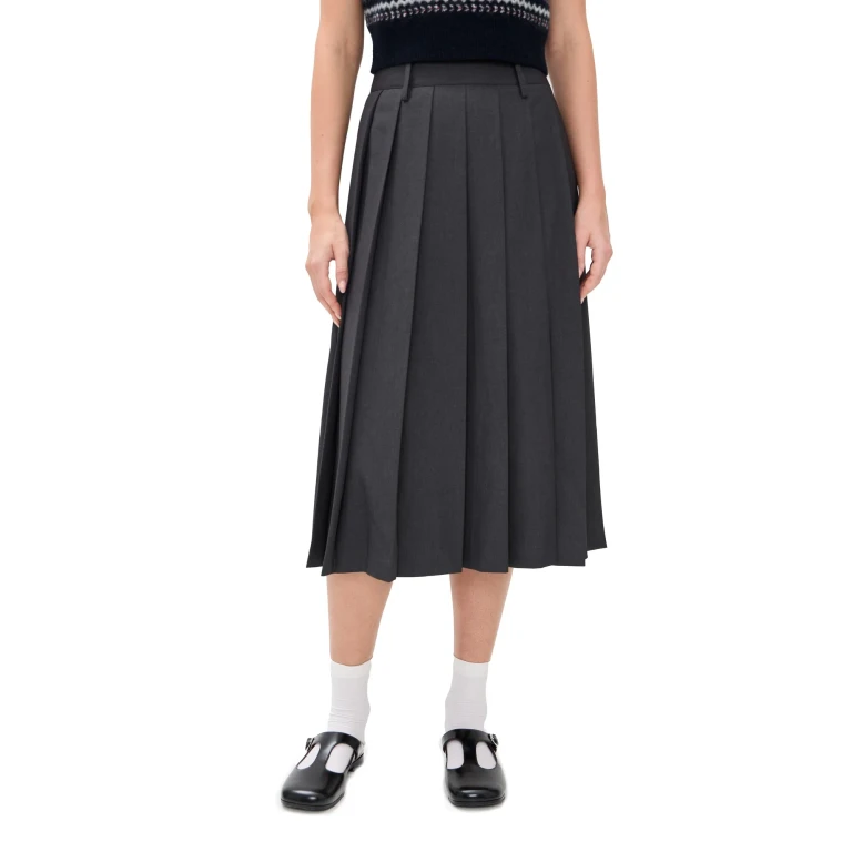 DUNST Pleats Long Skirt Charcoal Grey M