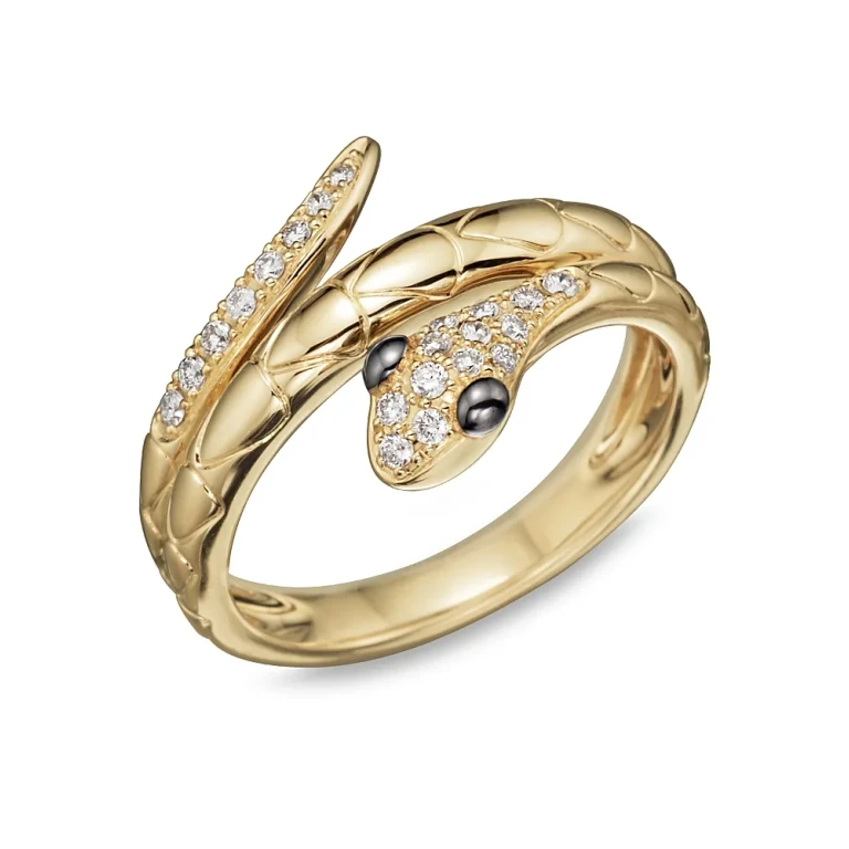 Diamond Snake Ring in 14K Yellow Gold, .15 tcw