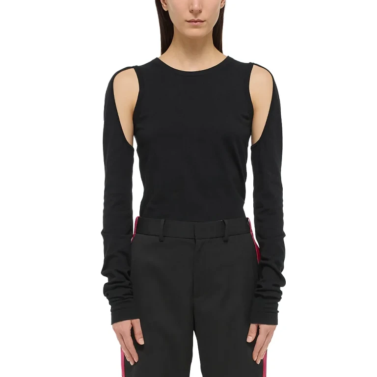 Helmut Lang Cotton Cut Out Underarm Crewneck Top