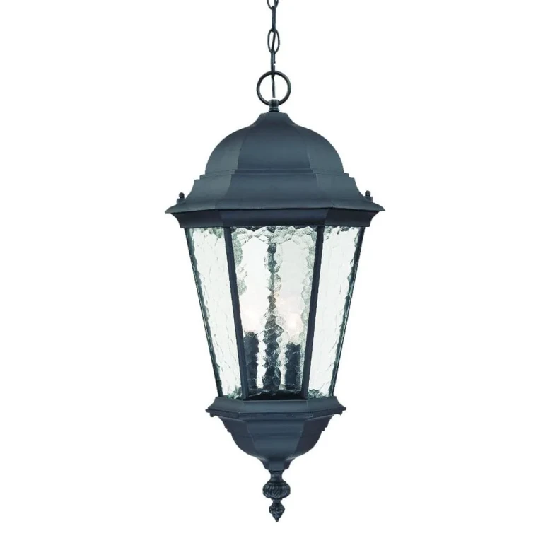 Matte Black Three Light Hanging Lantern from the Telfair Collection