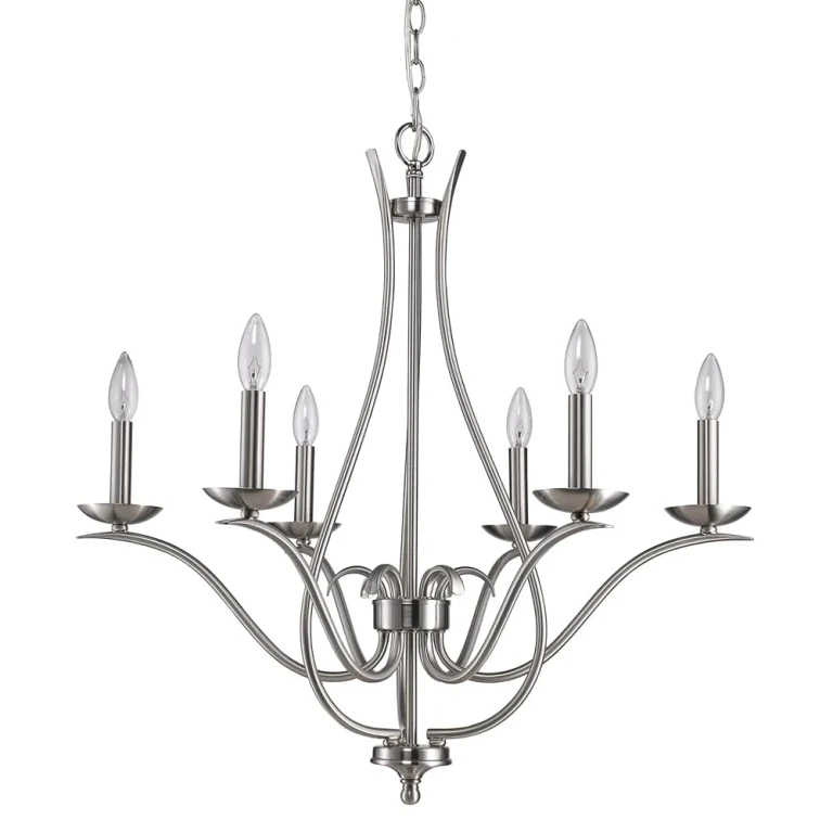 Satin Nickel Six Light Chandelier from the Genevieve Collection