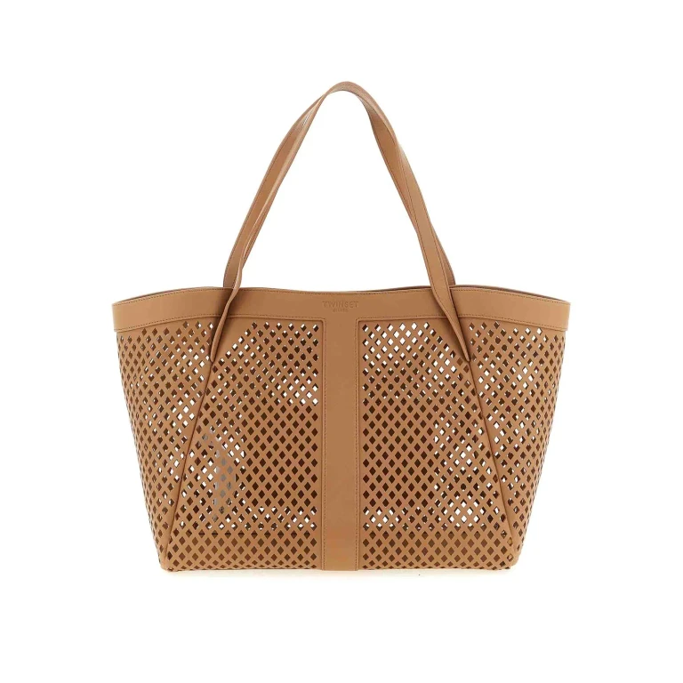 TwinSet Openwork Leather Shopping Bag