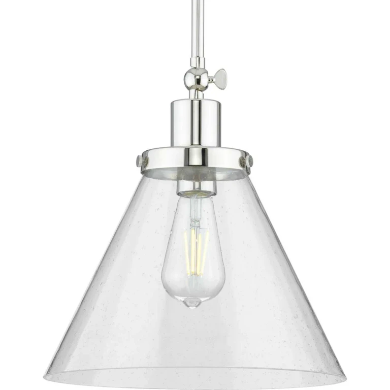 Polished Nickel One Light Pendant from the Hinton Collection
