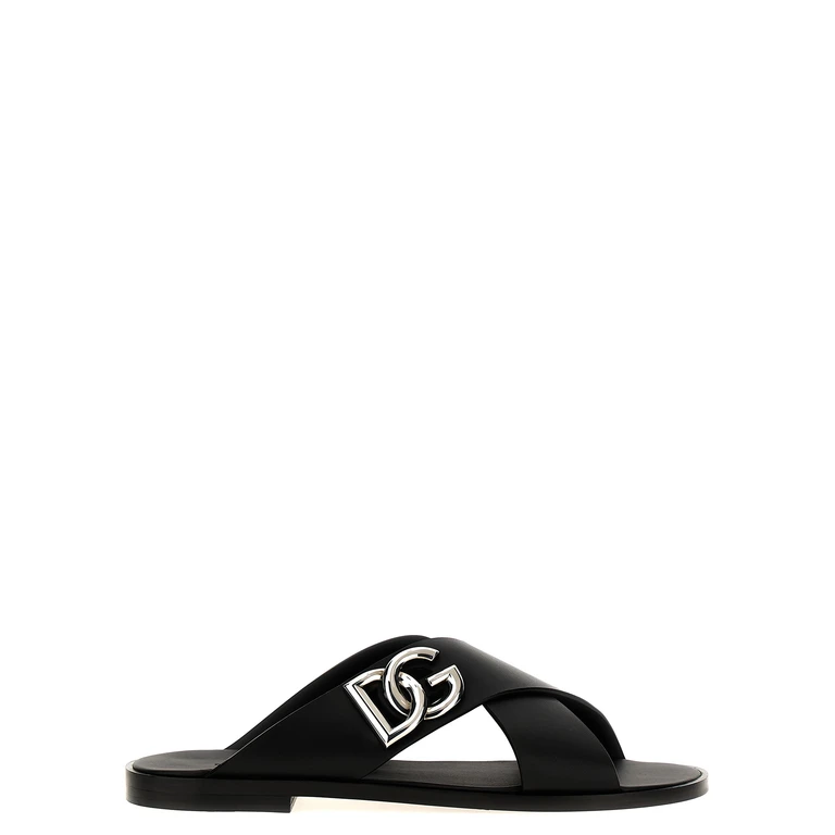 Dolce & Gabbana Black Calfskin Slides Shoe - Men
