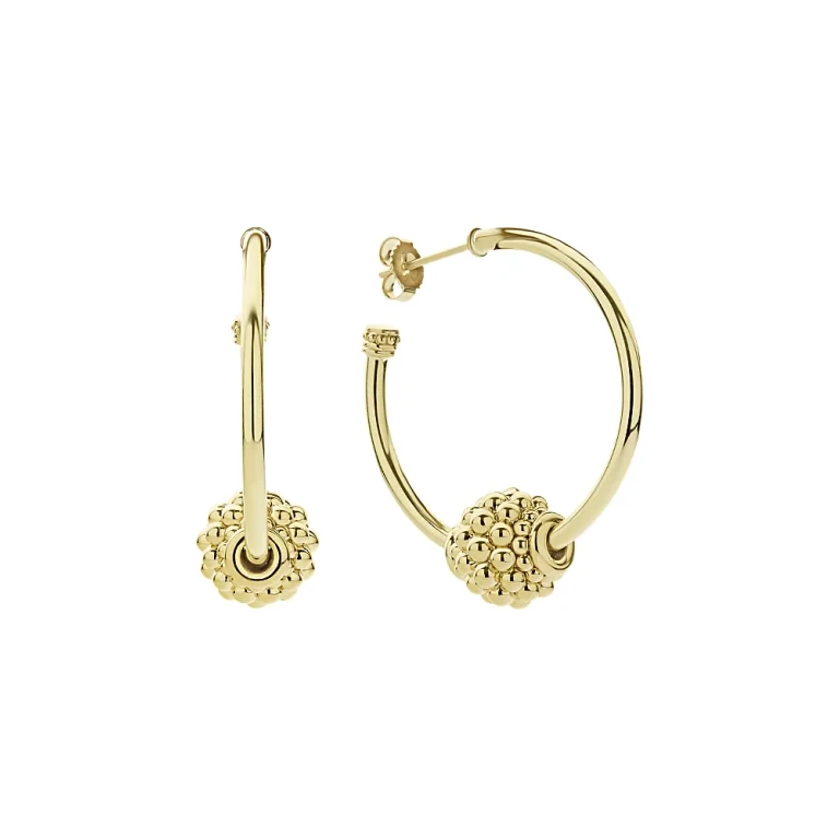Lagos 18K Yellow Gold Caviar Gold Beaded Hoop Earrings