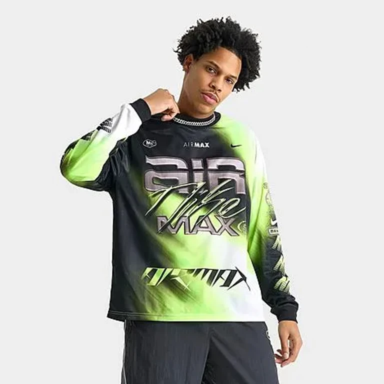 Nike Men's Culture of Football Air Max Dri-FIT Long-Sleeve Soccer Jersey in Volt/Black/White Size: Small