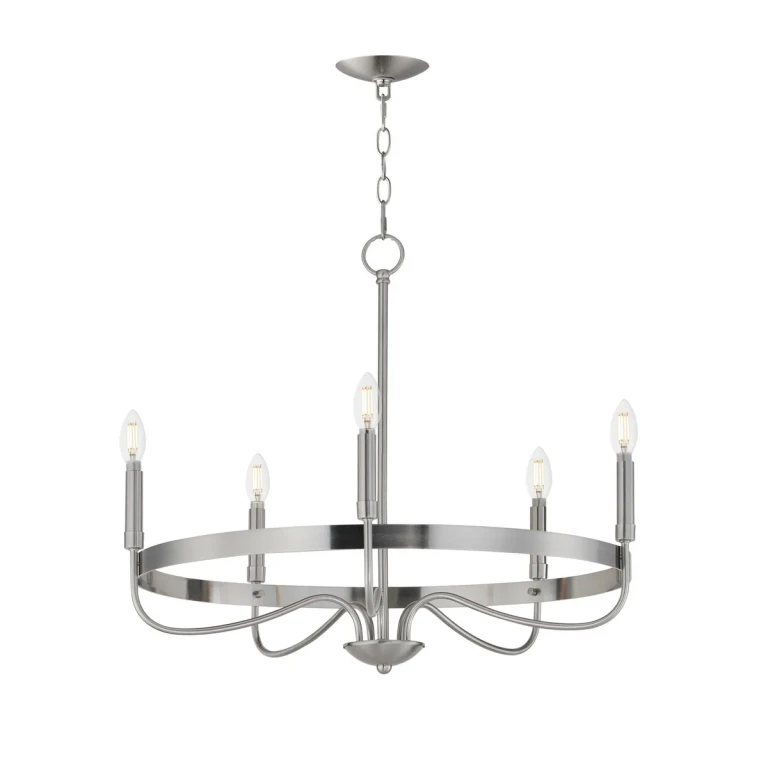 Satin Nickel Five Light Chandelier from the Frankie Collection