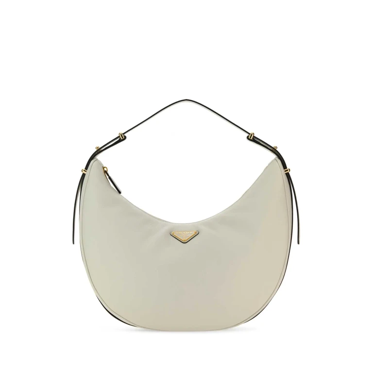 White Leather Big Arqu㨠Handbag