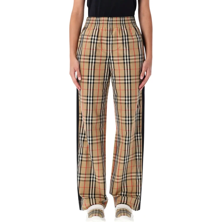 Burberry London Wide-leg Cotton Check Trousers