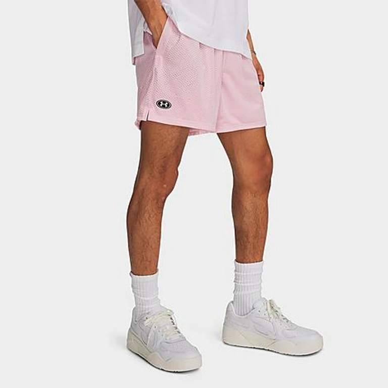 Under Armour Men's UA Icon 5" Mesh Shorts in Prime Pink/White Size: XS