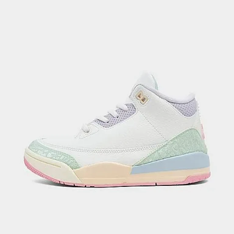 Little Kids Air Retro 3 Basketball Shoes in Sail/Jade Aura/Aura Size: 1.0