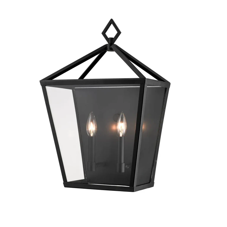 Powder Coated Black Two Light Outdoor Wall Bracket from the Arnold Collection