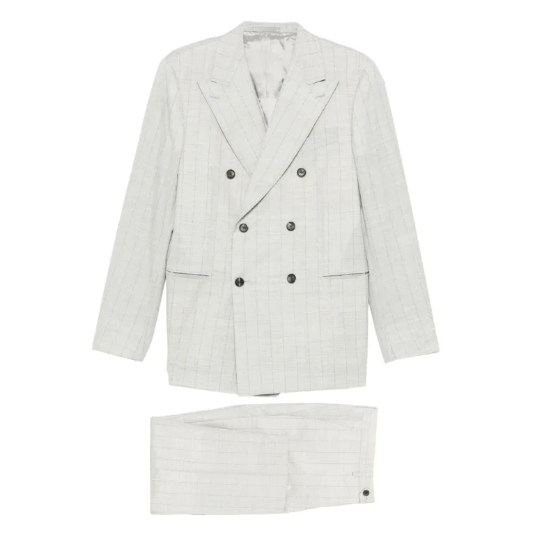 Caruso Norma Double-breasted Check-pattern Suit