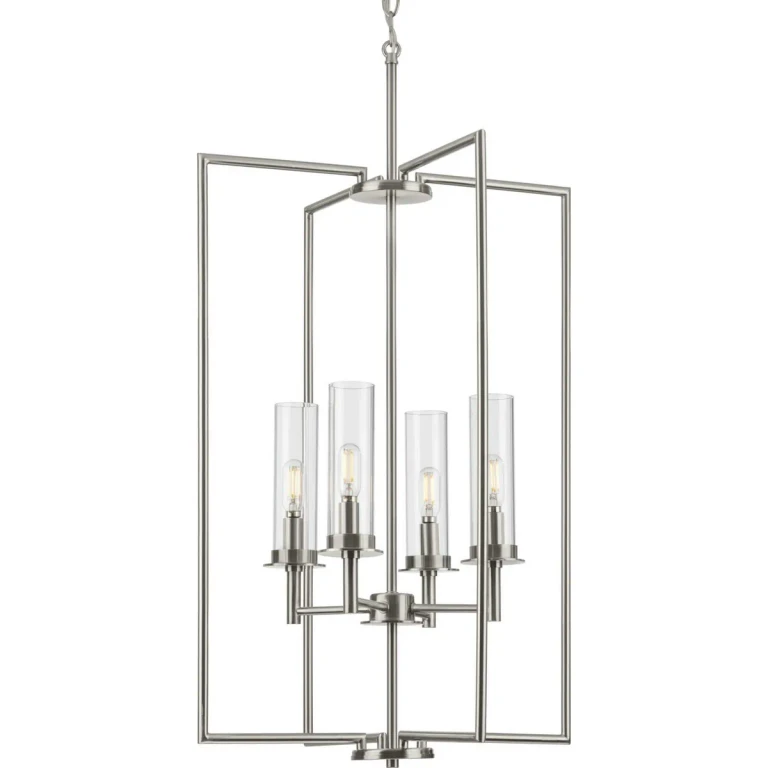 Brushed Nickel Four Light Foyer Pendant from the Kellwyn Collection