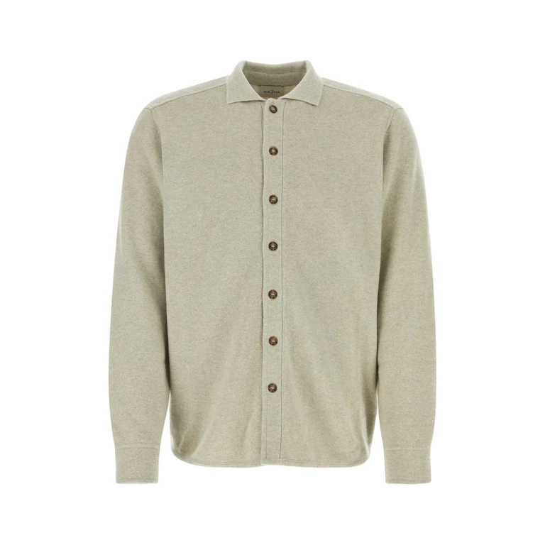 Le Kasha Light Grey Cashmere Cardigan Pebble Exterior: Organic Maglieria - Men
