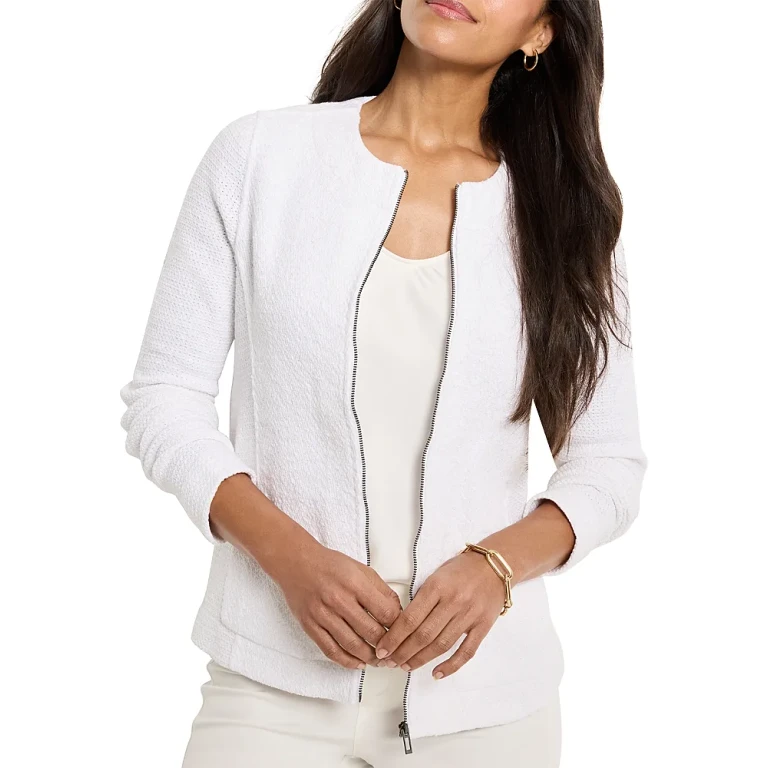 Nic+Zoe Zip Front Mix Knit Jacket