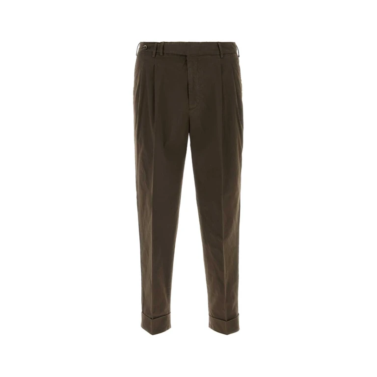 Pt Torino Brown Stretch Cotton Style Pant Y177 Exterior: Elastane Pantaloni - Men