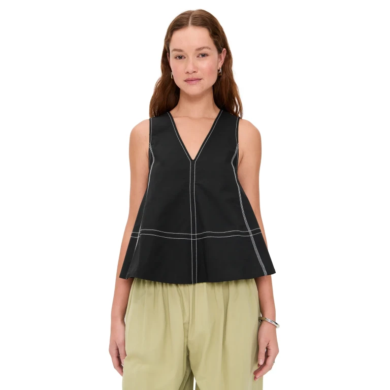 GANNI Cotton A-line Top Female 36