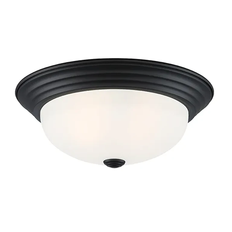 Matte Black Two Light Flushmount from the Decorative Flushmount Collection