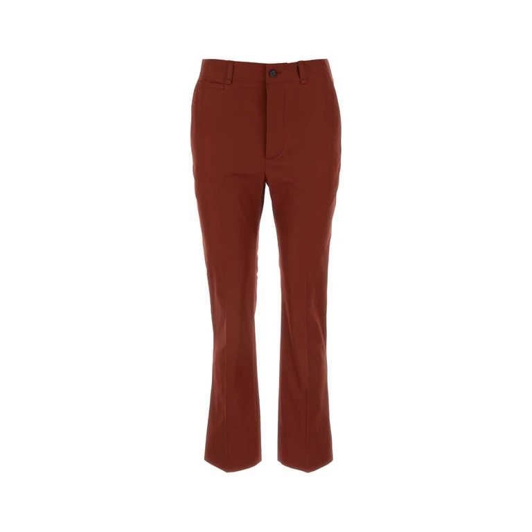 Saint Laurent Tiziano Red Cotton Pant Rougefonce Exterior: Pantaloni - Women