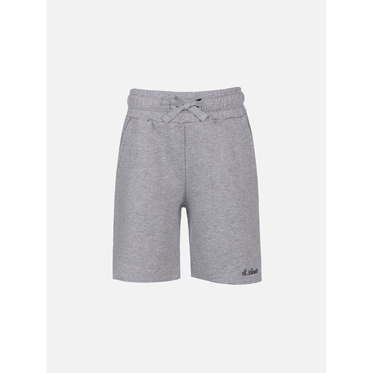 Mc2 Saint Barth Boy Grey Cotton Fleece Bermuda Shorts Randle Jr Pant
