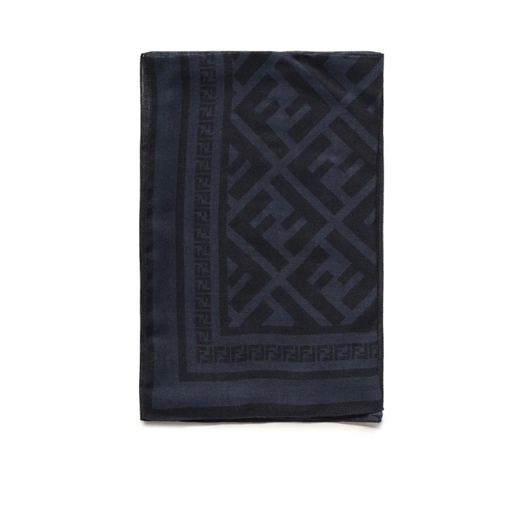 Wool And Silk Bandana With Ff Jacquard