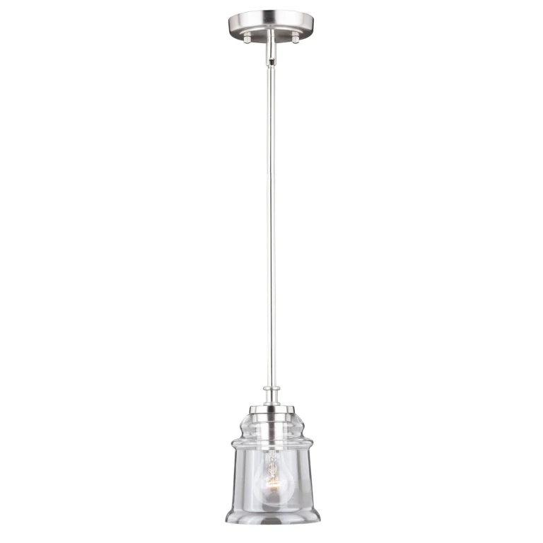 Satin Nickel One Light Mini Pendant from the Toledo Collection