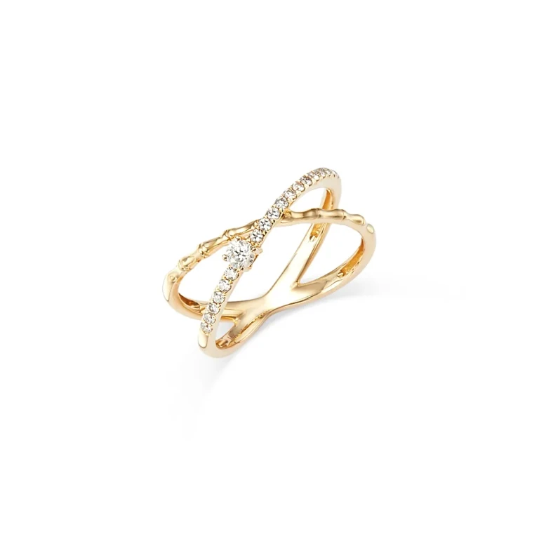 Diamond Crossover Ring in 14K Yellow Gold, 0.26 ct. t. w