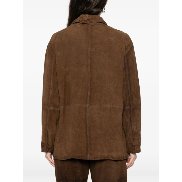 Parosh Jackets Leather Brown Goat Suede - Women