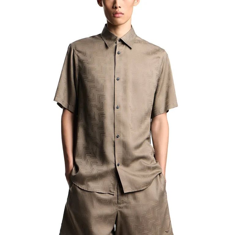 Emporio Armani Zig Zag Jacquard Short Sleeve Shirt