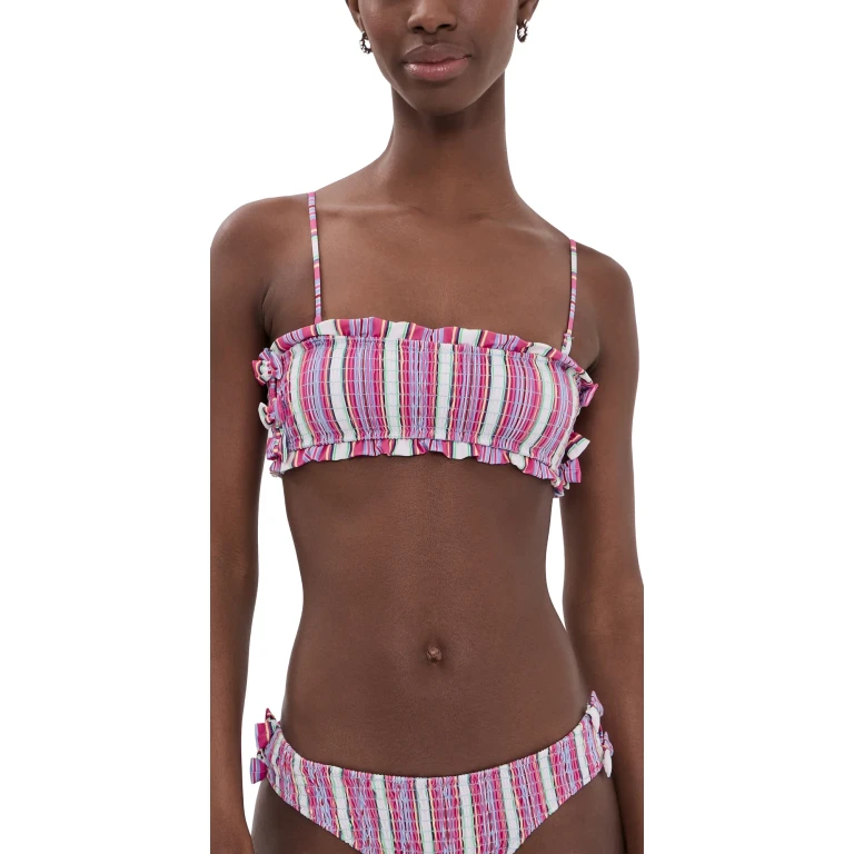 Damson Madder Shirred Bow Bikini Top Brown 10