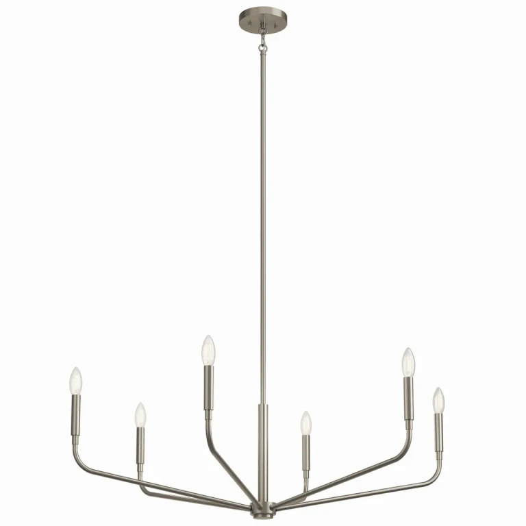 Brushed Nickel Six Light Chandelier from the Madden Collection