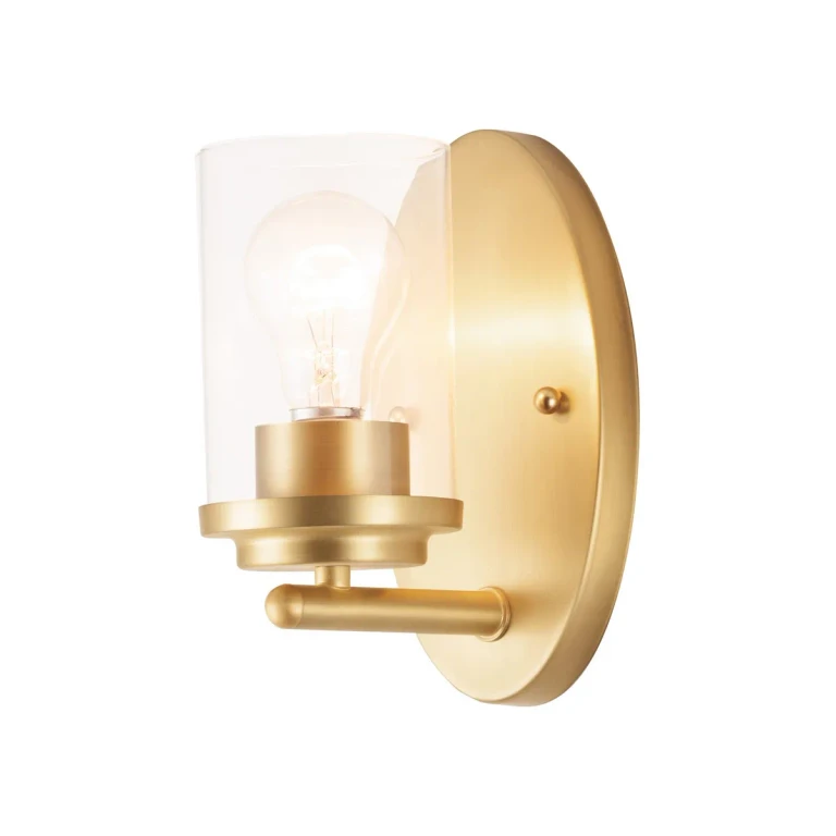 Satin Brass One Light Wall Sconce from the Corona Collection