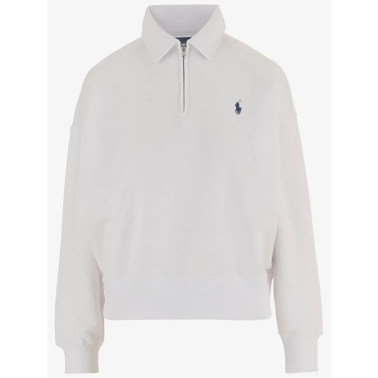 Long-Sleeved Half-Zip Polo Shirt in Cotton Blend (211B18685006)