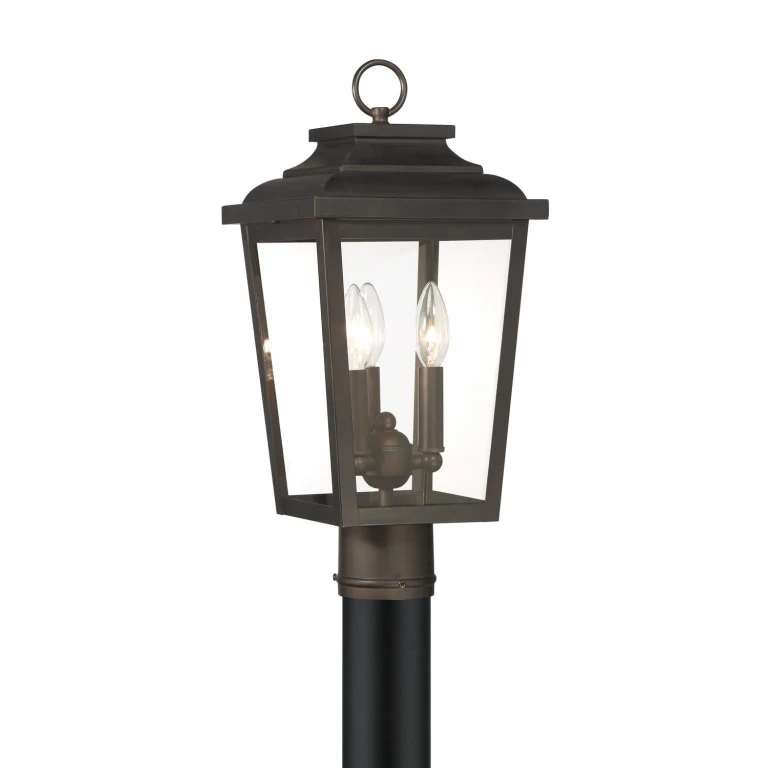 Chelesa Bronze Three Light Post Mount from the Irvington Manor Collection