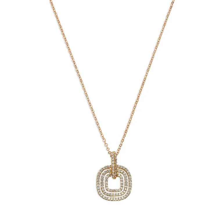 Diamond Triple Ring Pendant Necklace in 14K Yellow Gold, 0.50 tcw