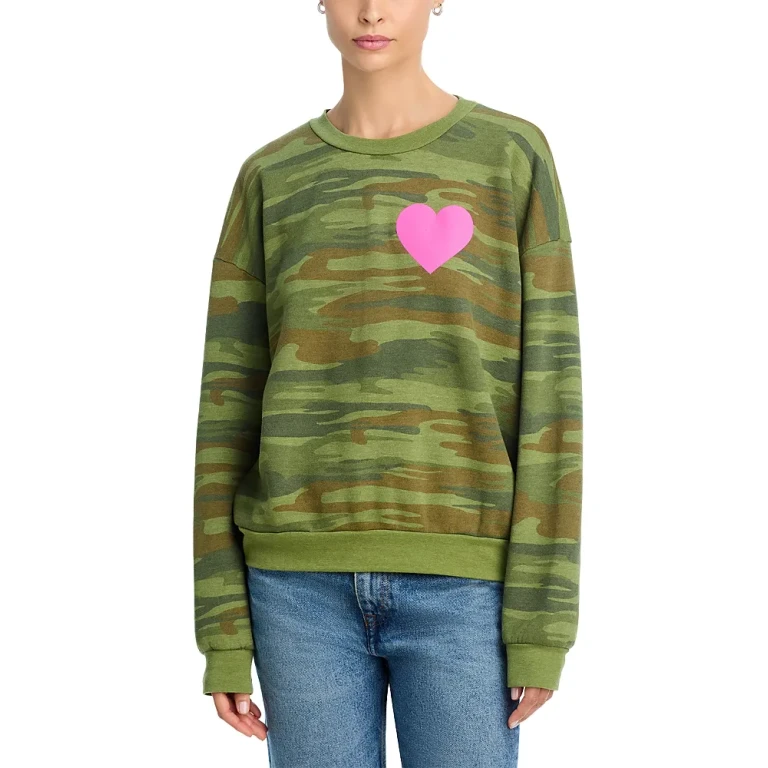 Aviator Nation Heart Camouflage Crewneck Sweatshirt