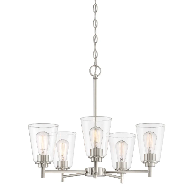Satin Platinum Five Light Chandelier from the Westin Collection