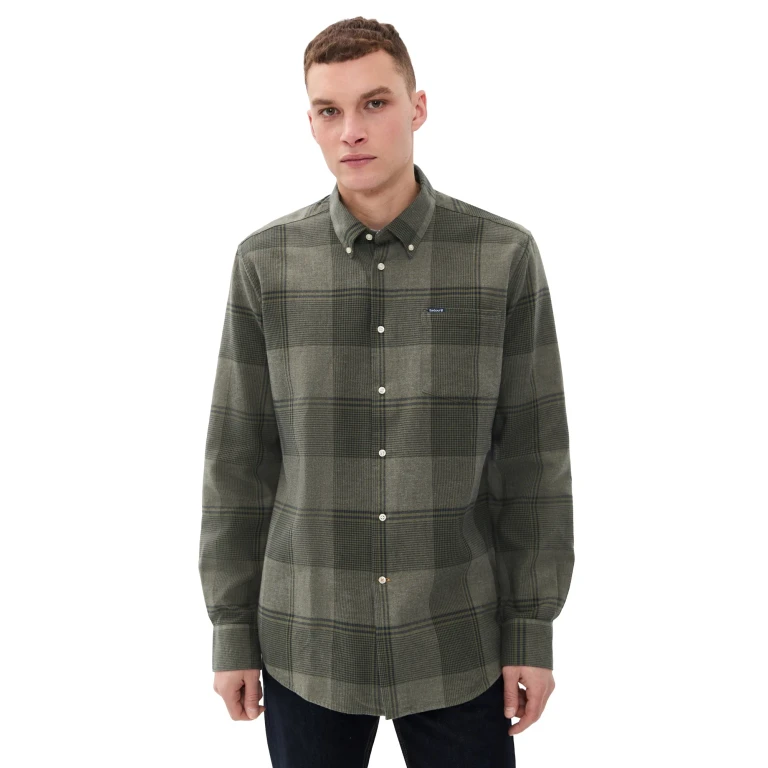 Barbour Heaney Checked Tailored Fit Shirt Olive XXL