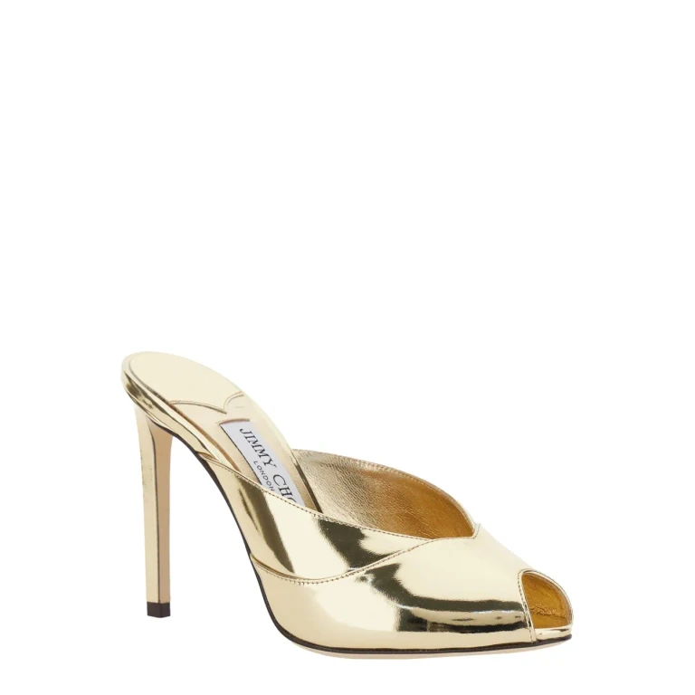 Jimmy Choo Brigitte Mule With 100mm Gold Glitter Heel For Women