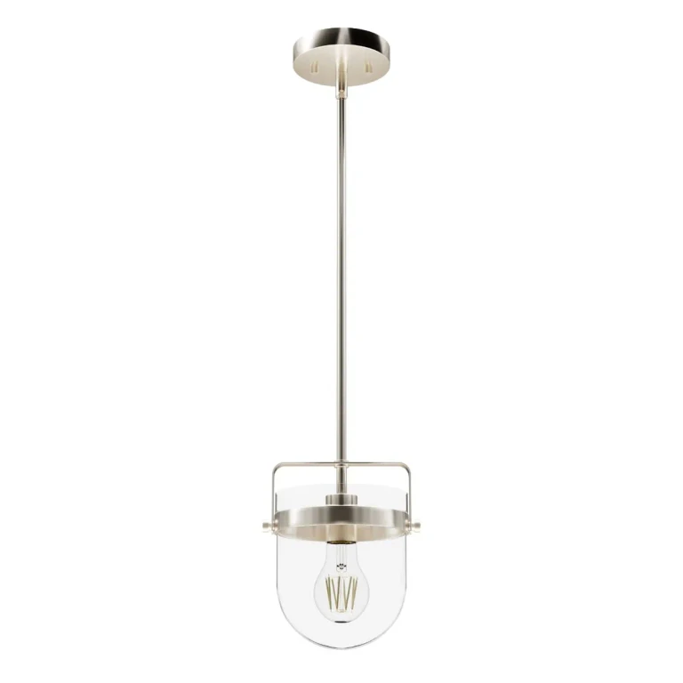 Brushed Nickel One Light Pendant from the Karloff Collection