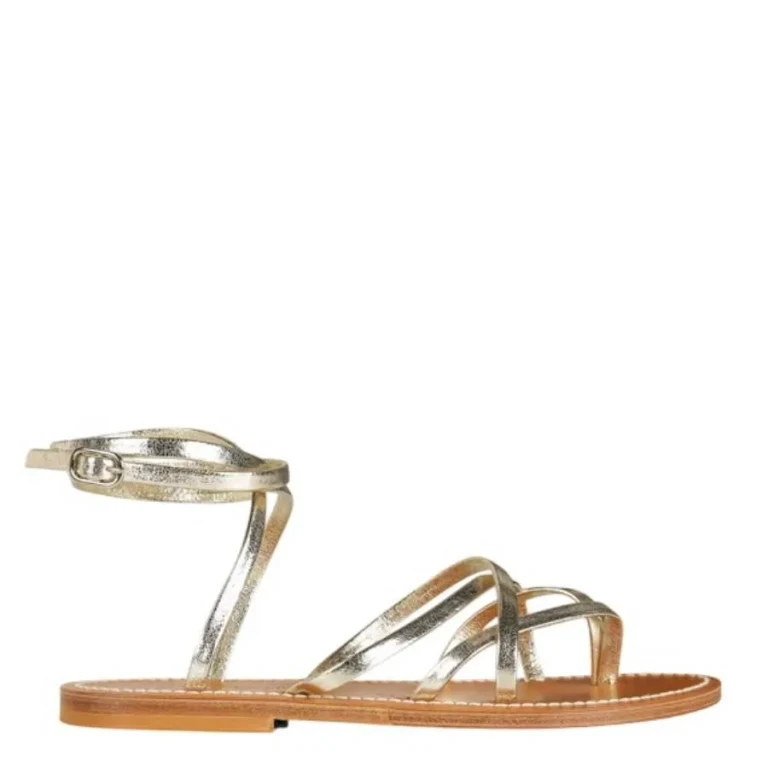 K Jacques Metallic Leather Zenobie Flat Sandals