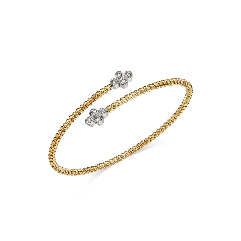 Diamond Flexible Bypass Bracelet in 14K Yellow Gold, 0.4 tcw