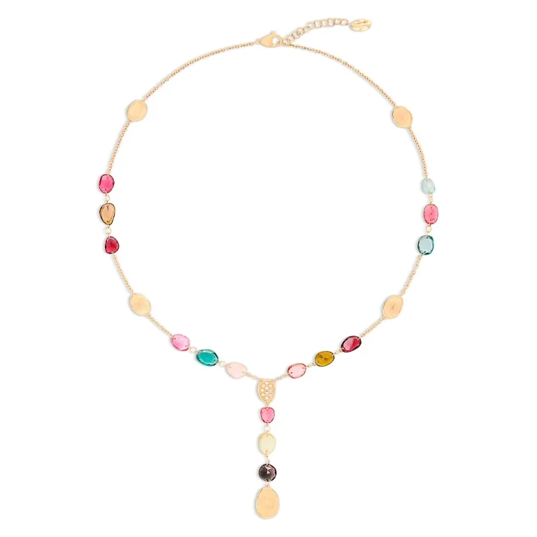 Marco Bicego 18K Yellow Gold Lunaria Tourmaline Multicolor Tourmaline & Diamond Lariat Necklace, 16.5-18