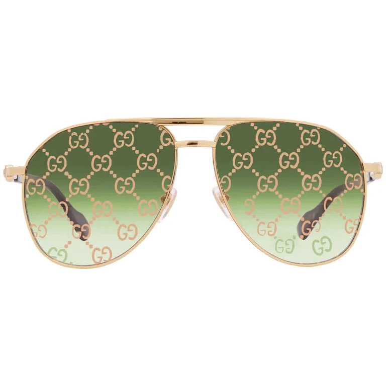 Gucci Green Logo Pilot Mens Sunglasses GG1220S 004 59