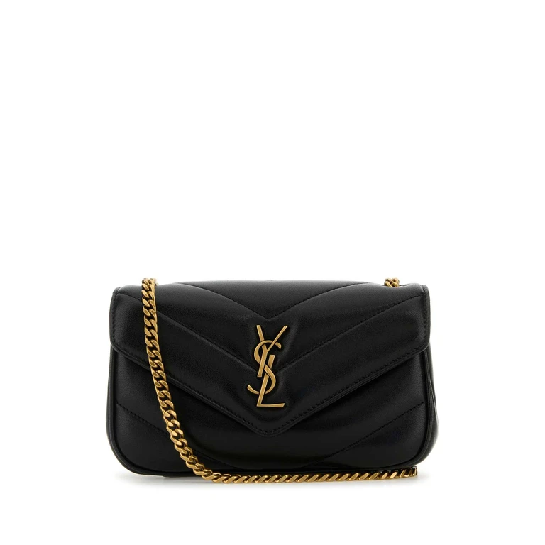 Saint Laurent Black Leather Mini Loulou Crossbody Bag Nero Borse A Tracolla - Women